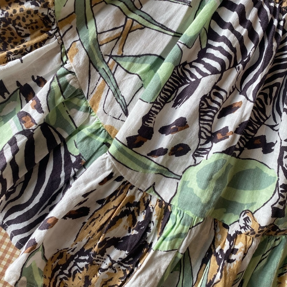 AERIE‎ animals Safari Zebra lion linen blend mini skirt. Size XS. NWT - Picture 2 of 12